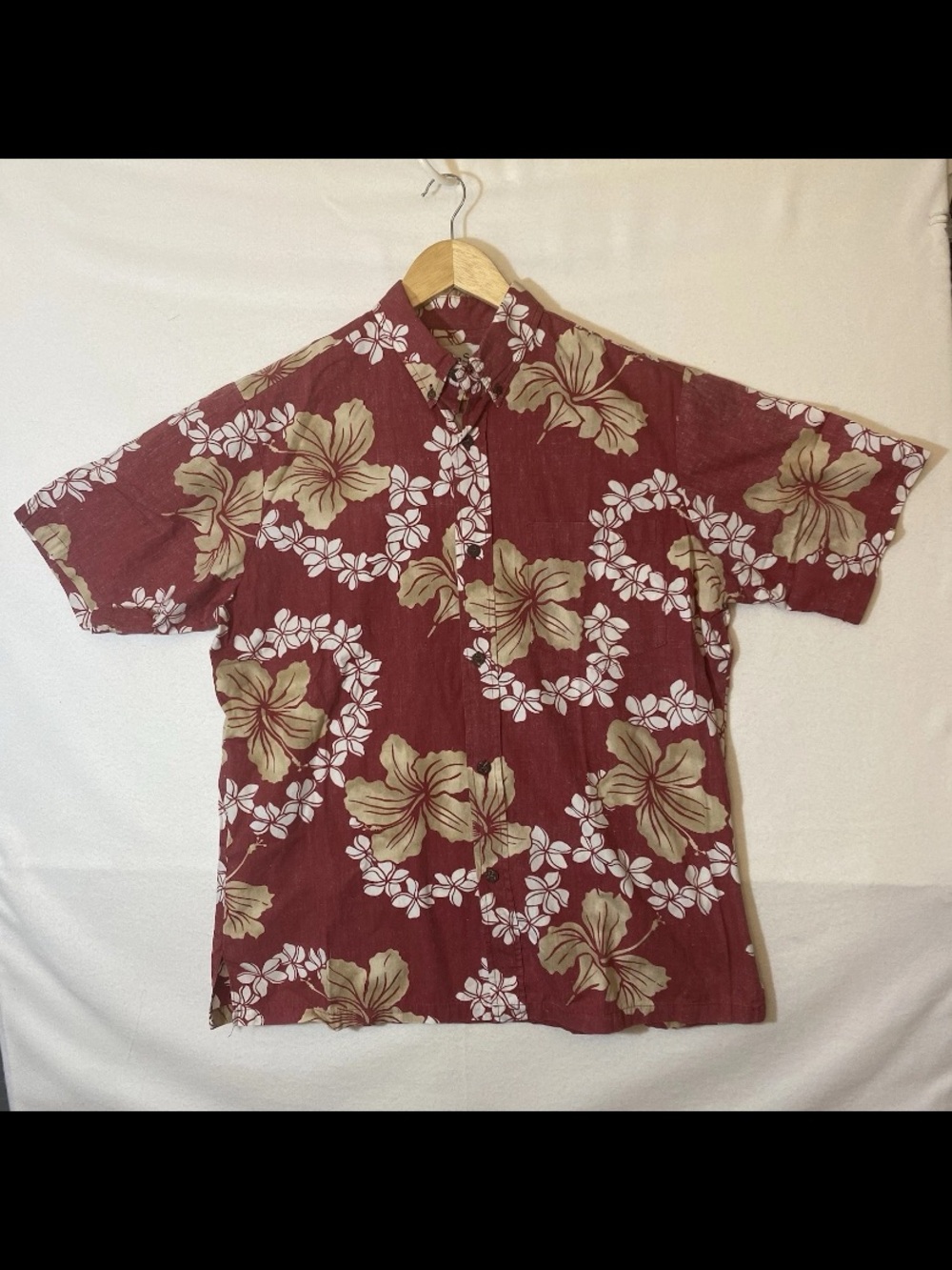 Bishop St Apparel Men's Maroon Floral Short-Sleeve Button-Up Shirt Hawaiian